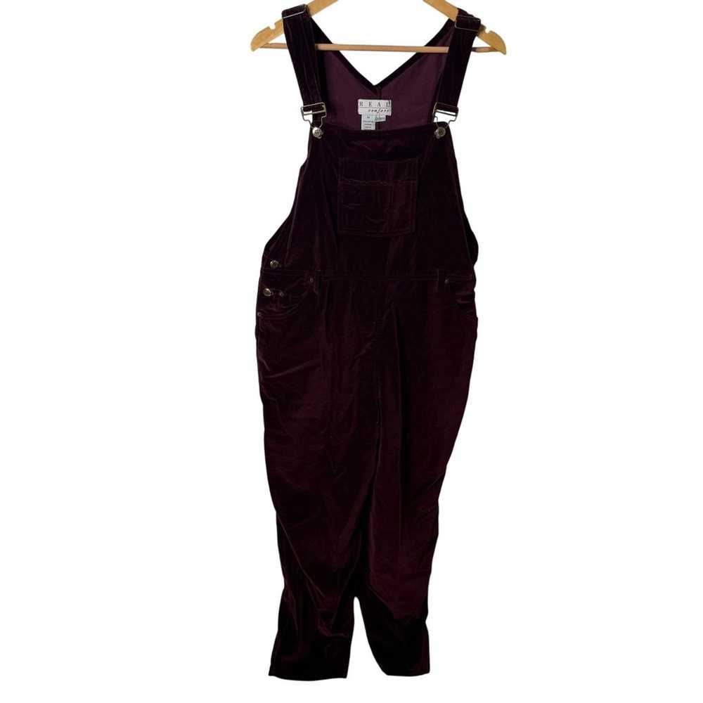 Vintage REAL Comfort Velvet Overalls Women 14 Bur… - image 2