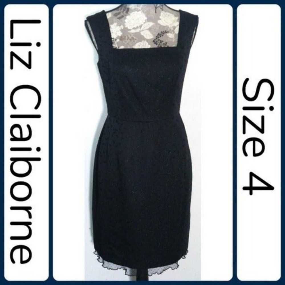 Liz Claiborne Black Dress Sz4 Sparkling Metallic … - image 2