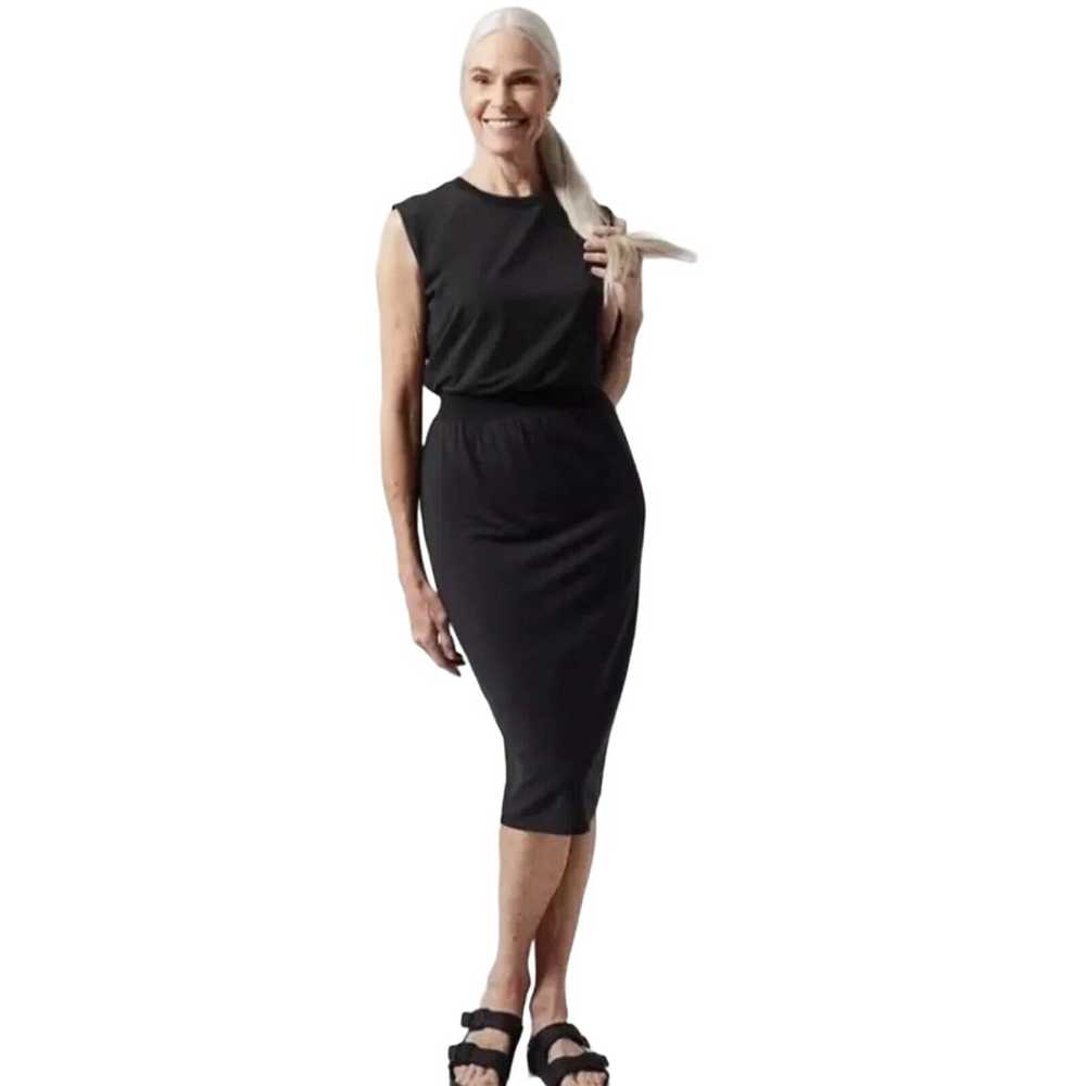 Athleta Santorini Cinch Dress Midi Black Soft siz… - image 1