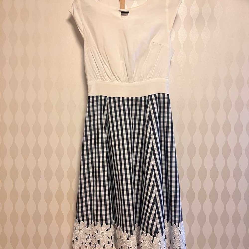 Tocco White Gingham Check Short Sleeve Dress - image 1