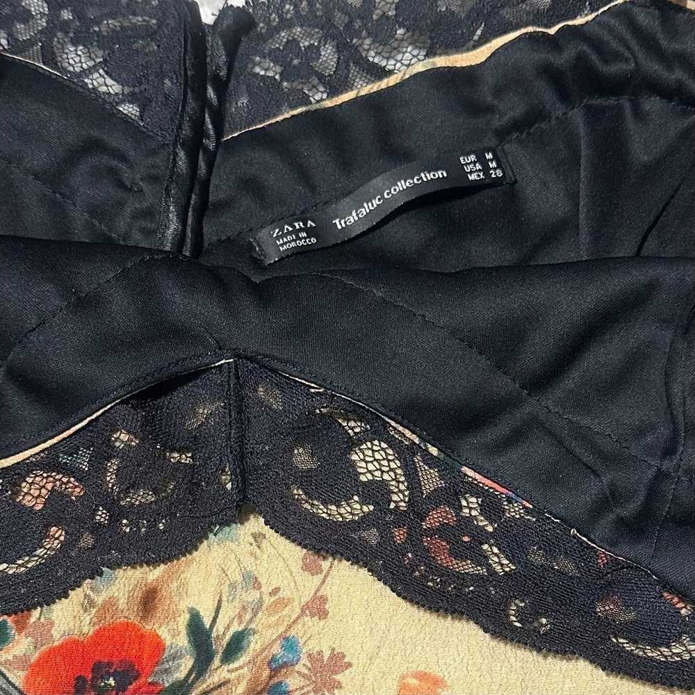 NWOT ZARA Trafaluc Contrast Black Lace Trim Flora… - image 5