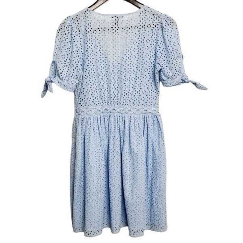 Aqua Crochet Floral V Neck Short Sleeve Dress Lig… - image 3