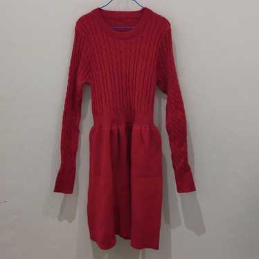 【Vintage】Cable Knit Dress Red