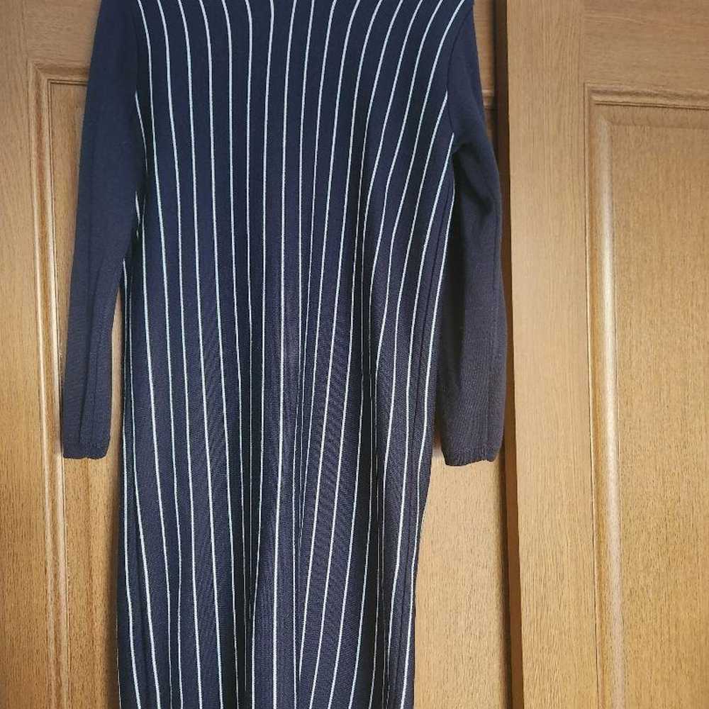 Navy Stripe Knit Dress Long Sleeve - image 1