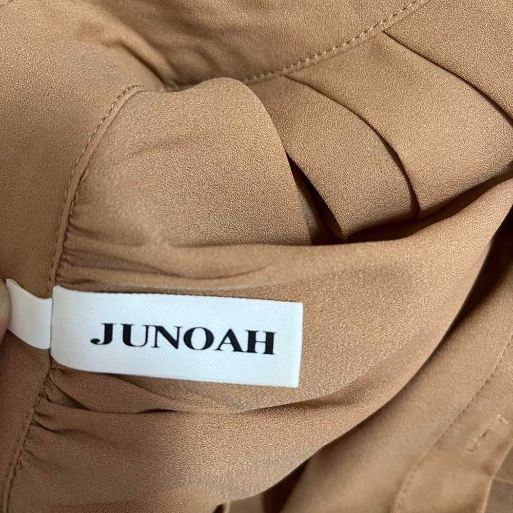 JUNOAH Puff Sleeve Waist Mark Pleated Dress - image 4