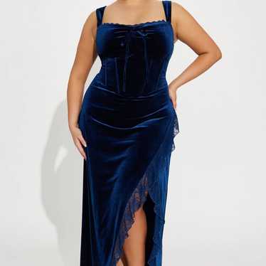 Navy Blue Velvet Maxi Dress