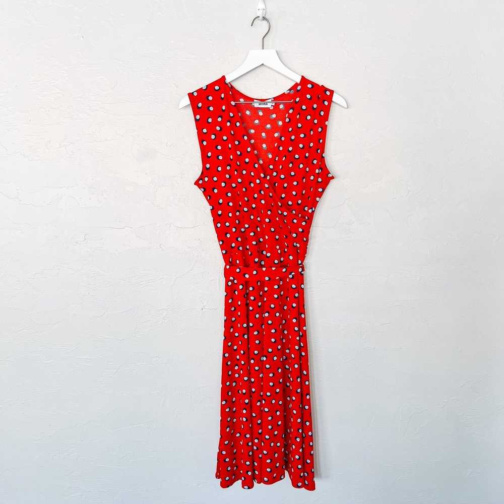 Leota Finnley Red Martini Dot Faux Wrap Dress Sle… - image 1