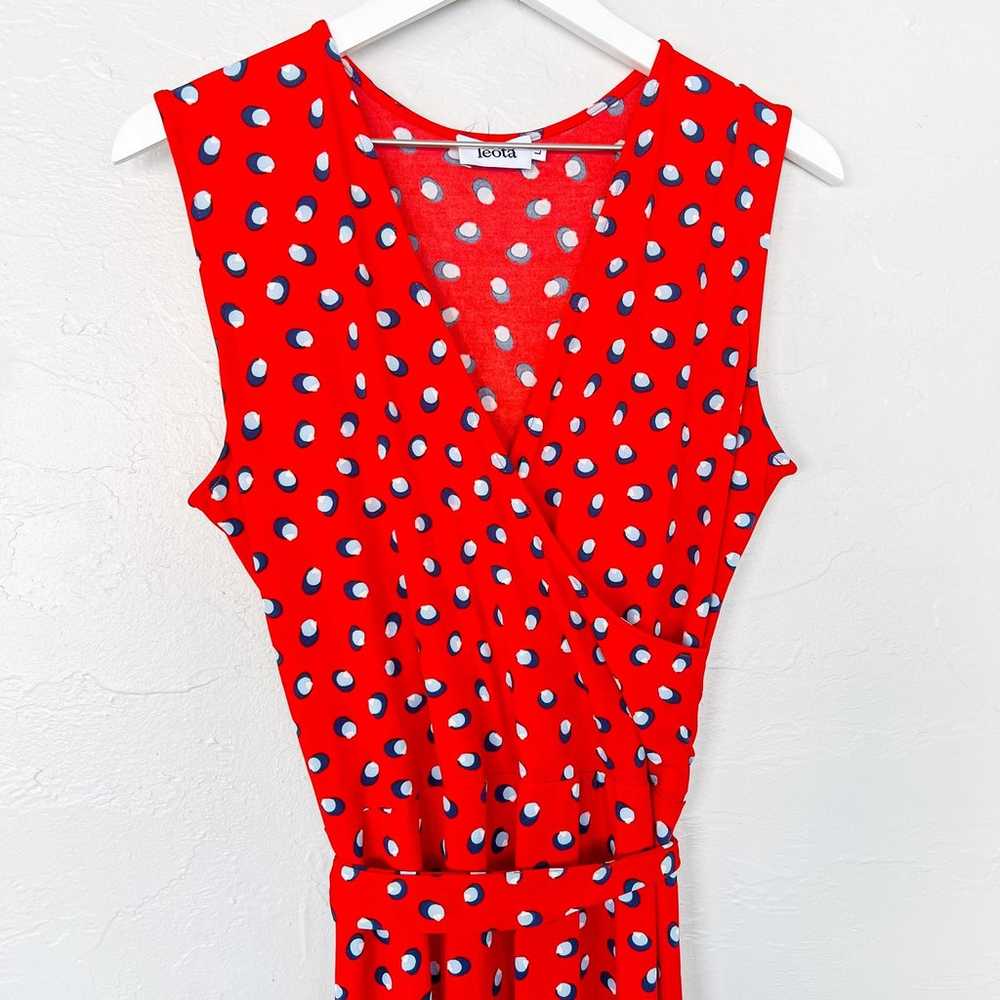 Leota Finnley Red Martini Dot Faux Wrap Dress Sle… - image 2