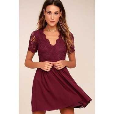 Lulus Angel in Disguise Lace Dress in Burgundy Siz