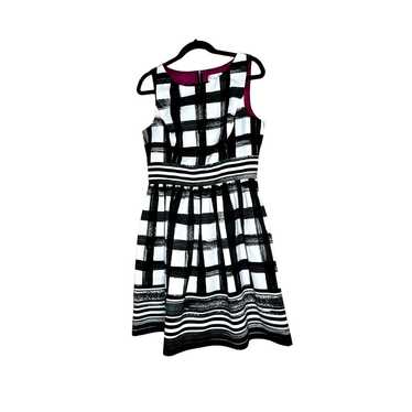 Eliza J dress size 10 plaid black/white/green slee