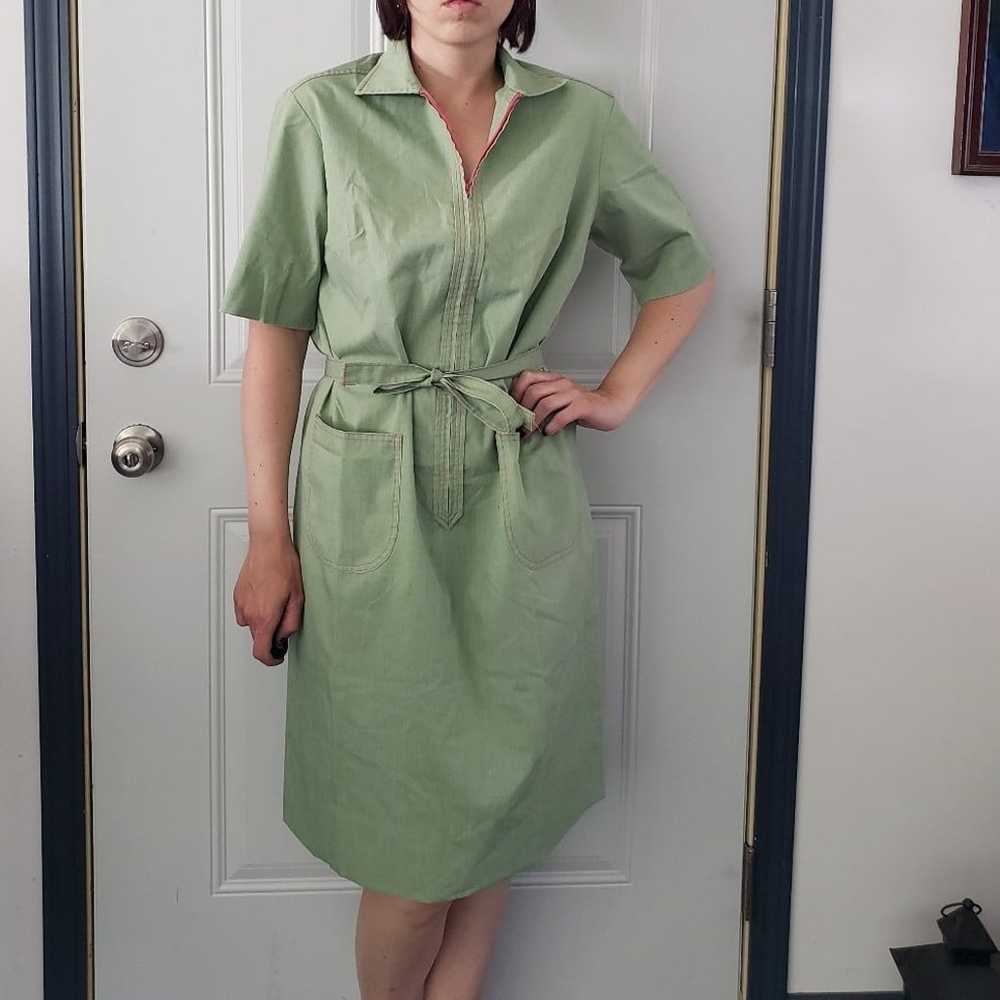 50s/60s Green Shirt Dress - image 1