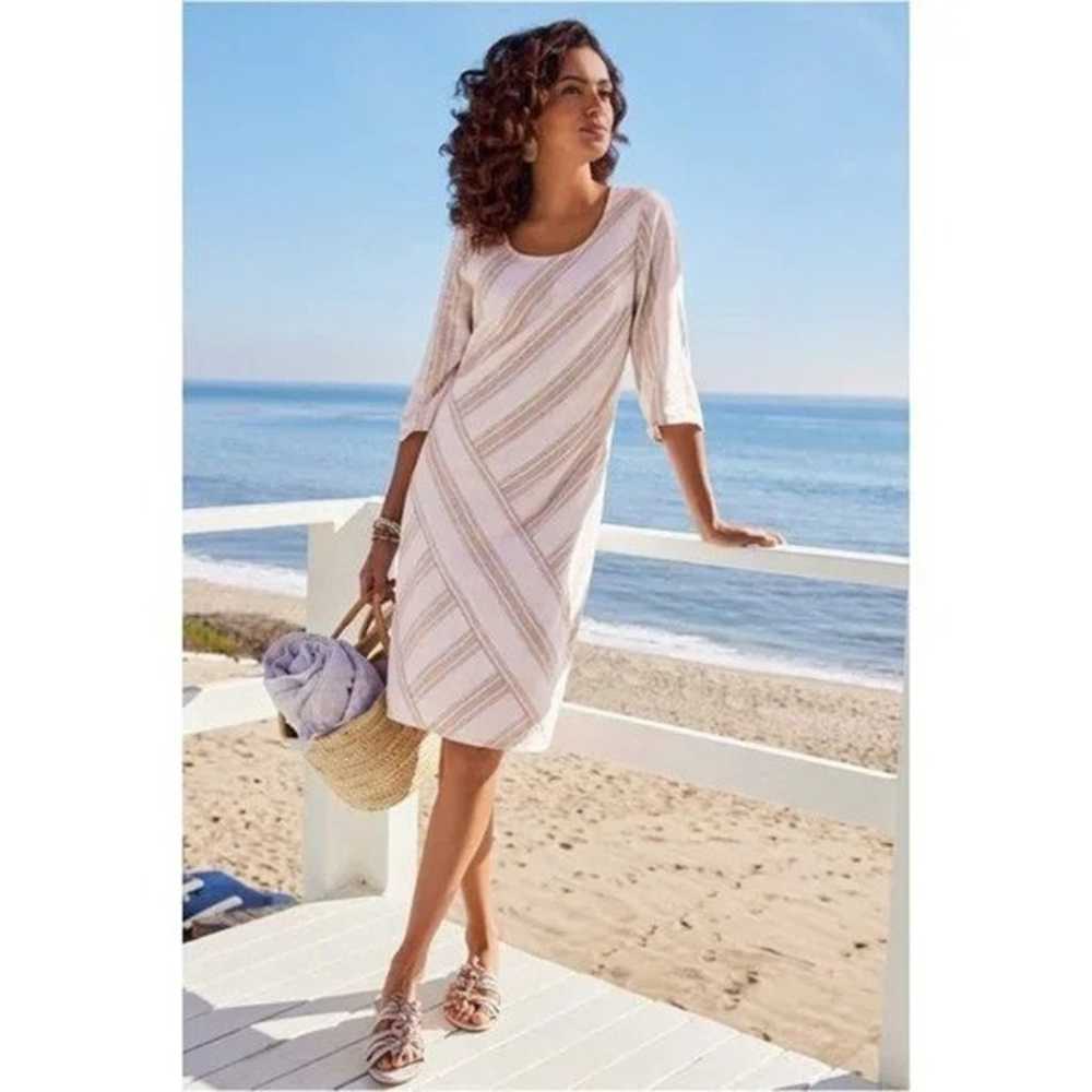 Soft Surroundings Equinox Striped Linen Dress - image 1