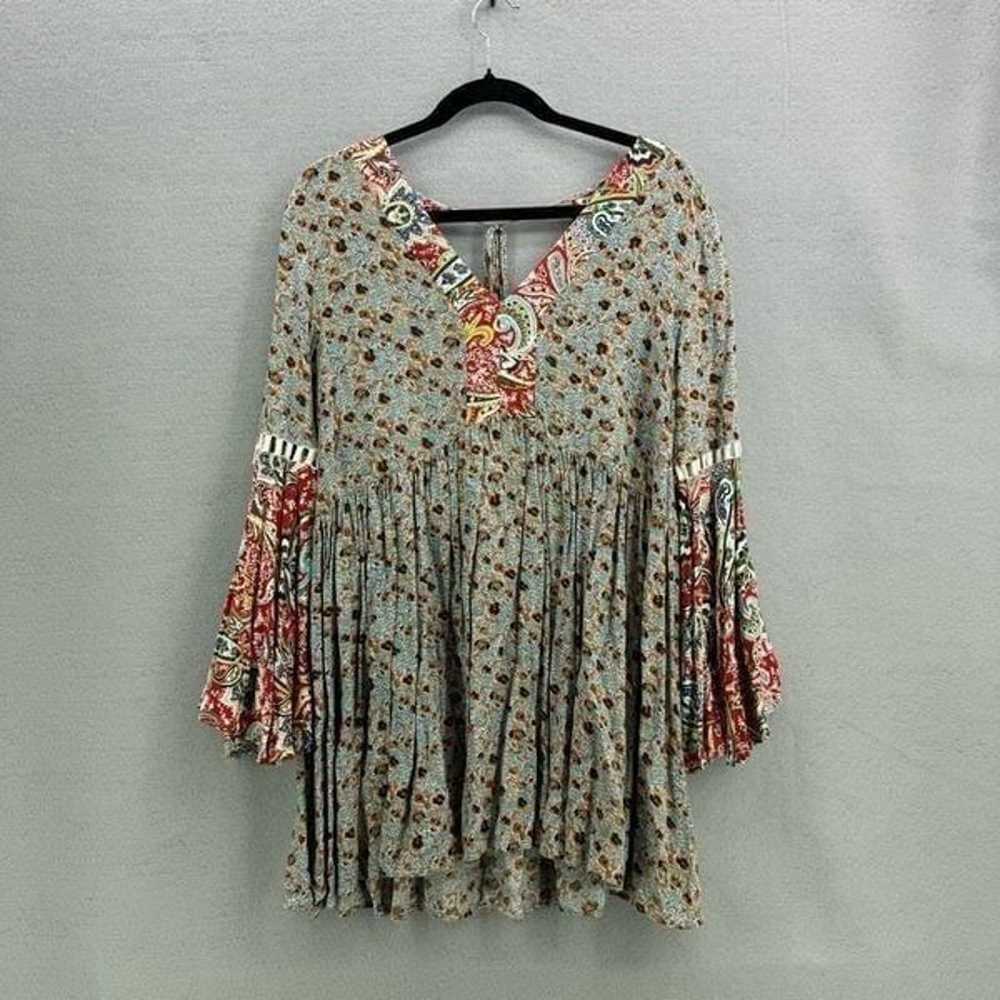 Umgee Mixed Print Patchwork Peasant Babydoll Dres… - image 2