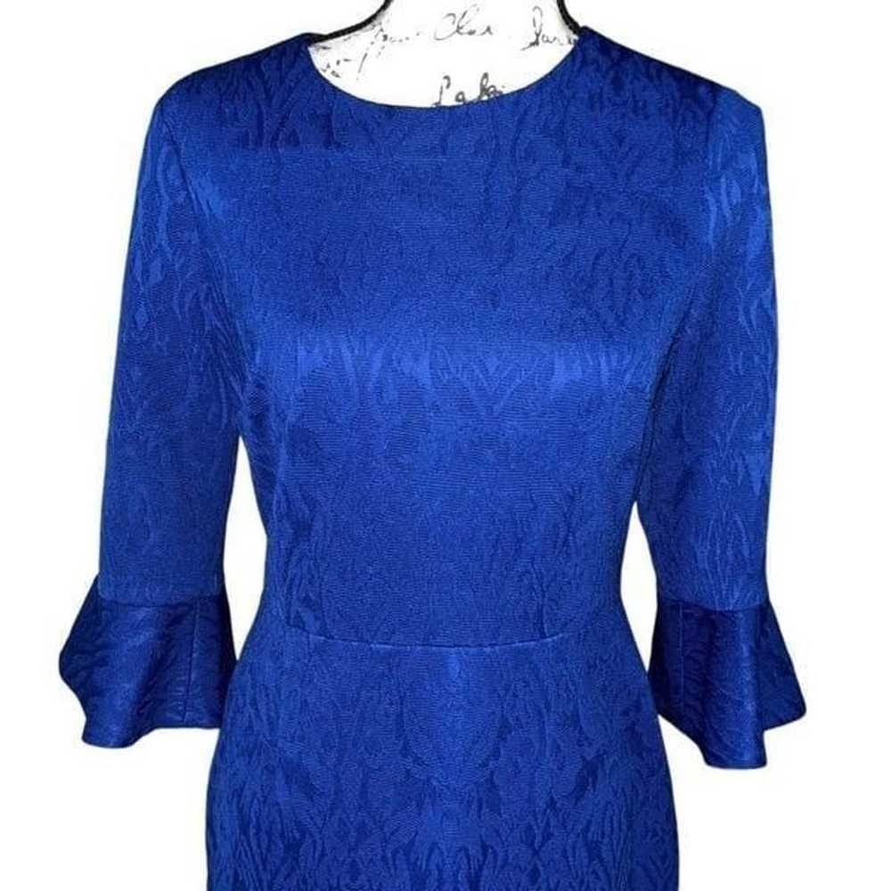 Donna Morgan royal blue textured bell sleeve dres… - image 6