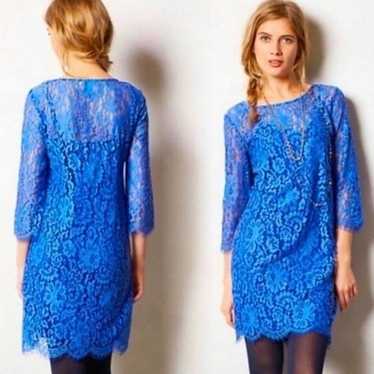 Anthropologie HD in Paris Blue Lace Dress