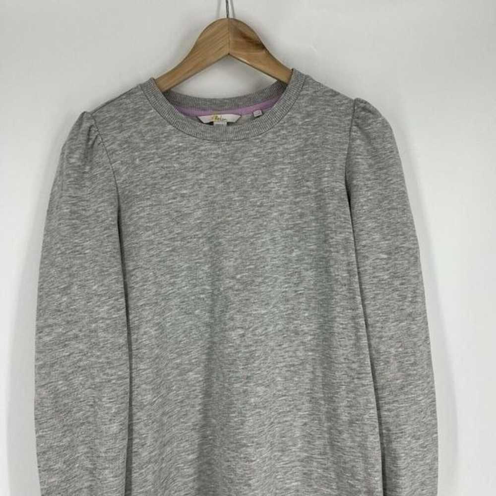 Boden Dress Size 8 Womens Gray Crew Neck Puff Lon… - image 2