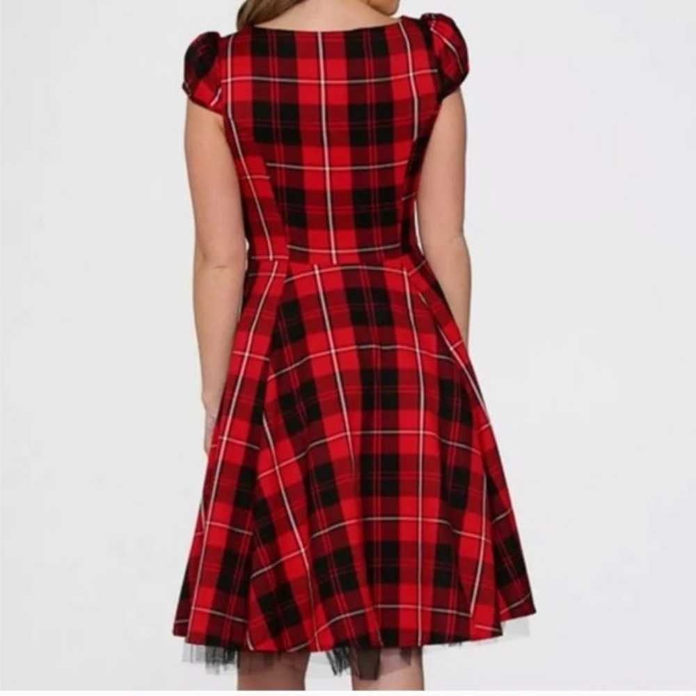 Red plaid dress Hearts & roses gothic Lolita style - image 6