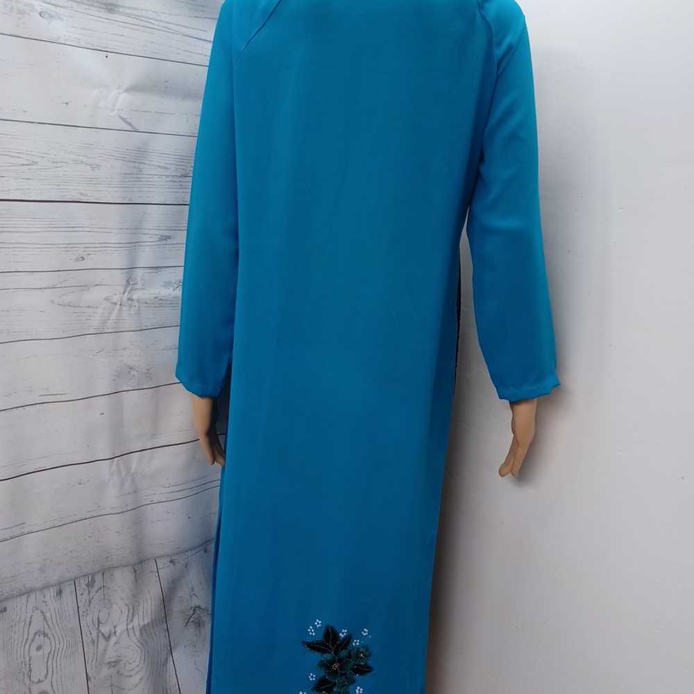 Vtg Velvet Chiffon Qipao Long Dress Chinese Vietn… - image 7