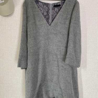 AULA Grey V-neck 3/4 Sleeve Knee-Length Dress - image 1