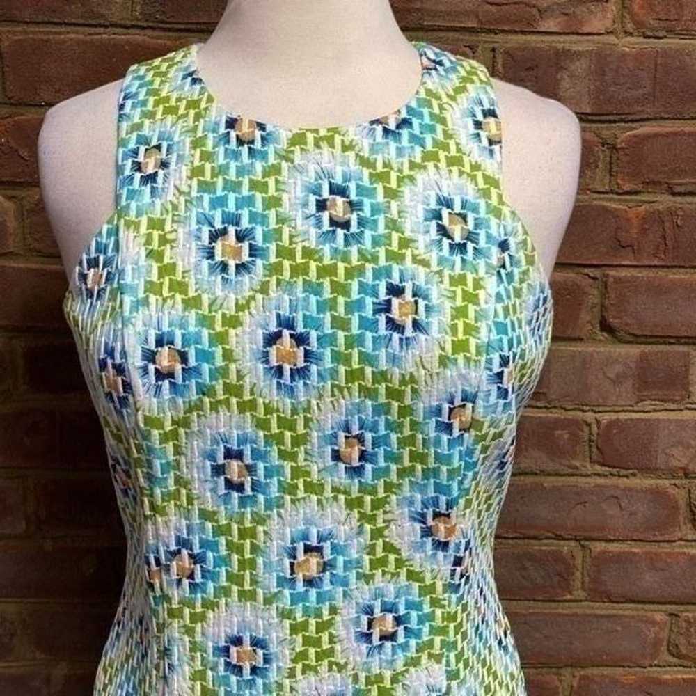 Maggy London Lime & Blue Print Sleeveless Sheath … - image 3