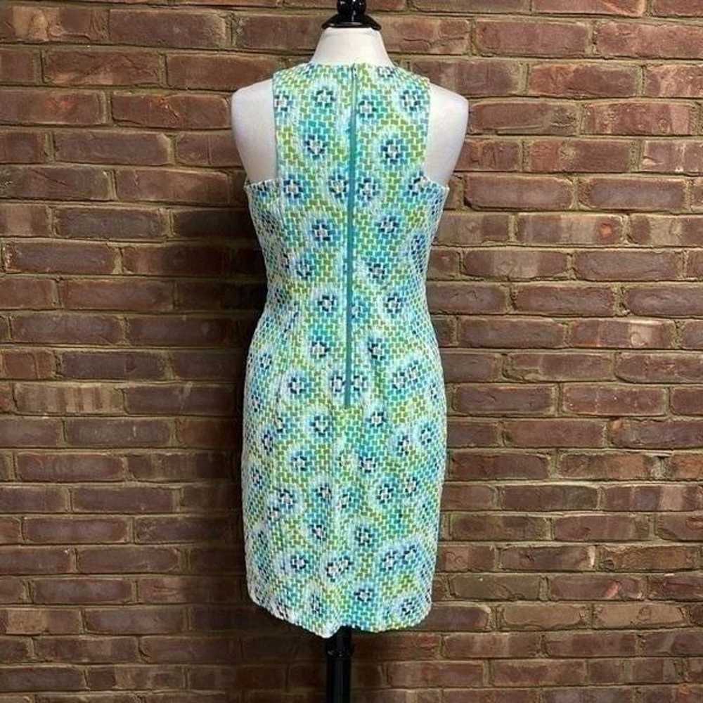 Maggy London Lime & Blue Print Sleeveless Sheath … - image 4