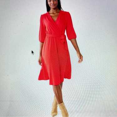 Draper James Red Knit RSVP Faux Wrap Dress Medium