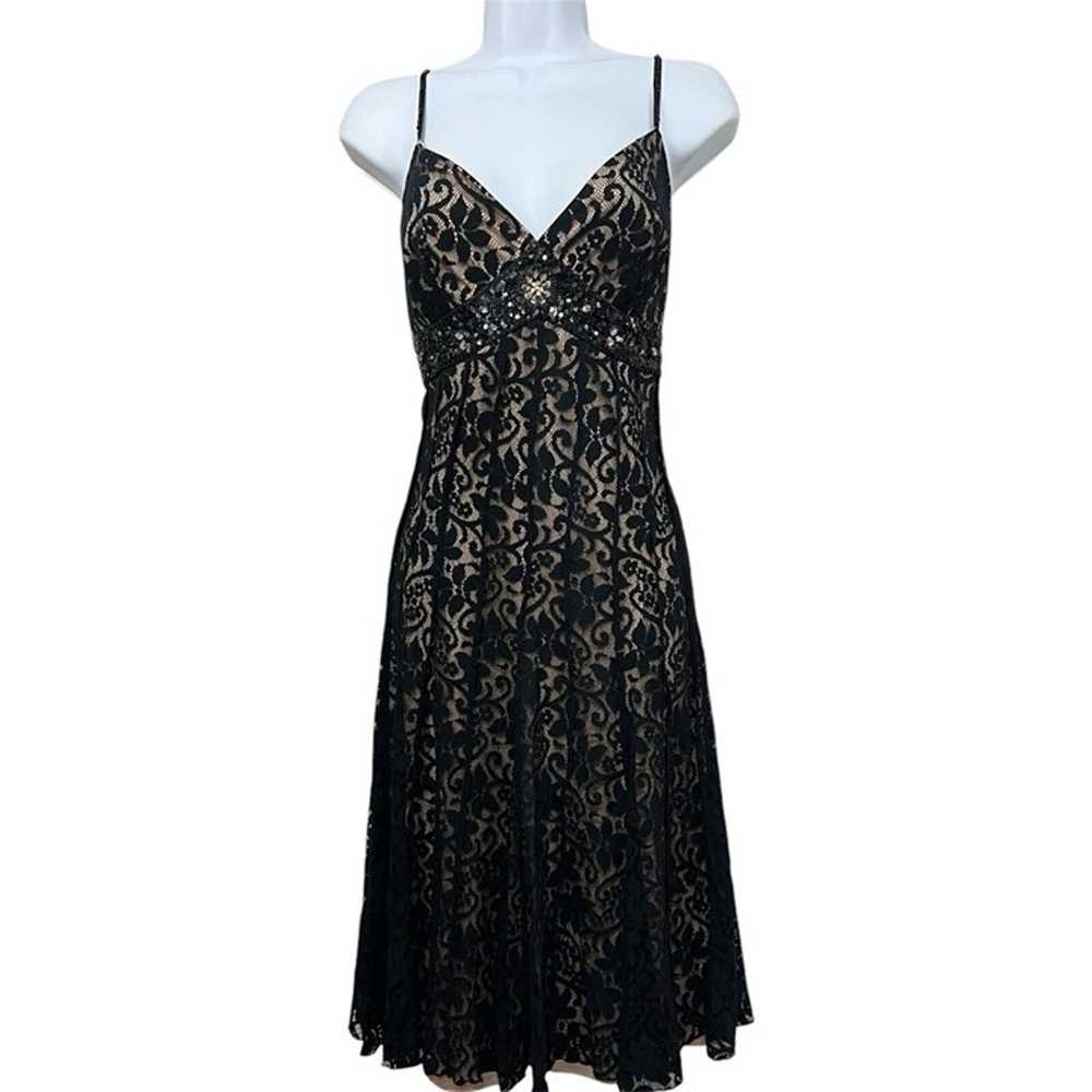 Vtg Y2K Black Lace Overlay Slip Dress Sz 12 Babyd… - image 1