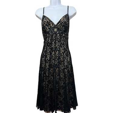 Vtg Y2K Black Lace Overlay Slip Dress Sz 12 Babyd… - image 1