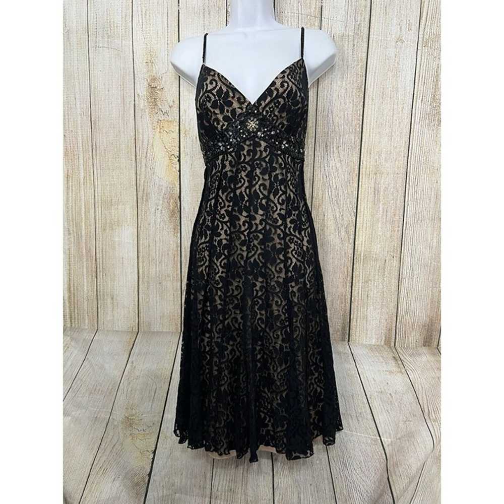 Vtg Y2K Black Lace Overlay Slip Dress Sz 12 Babyd… - image 2