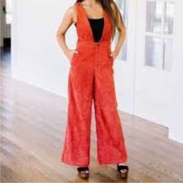 Flying Tomato Corduroy Red Sleeveless Jumpsuit Siz