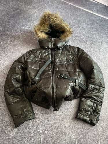 y2k opium フェイクレザー　ファー　ジャケット　n2b AIR TERRITORY フェイクレザー ファー付き ジャケット y2k