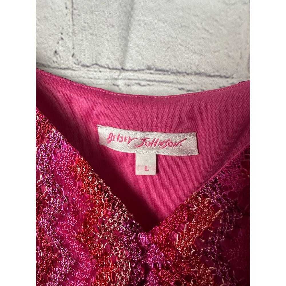 Betsey Johnson Vibrant Pink Chevron Knit Dress Sp… - image 2