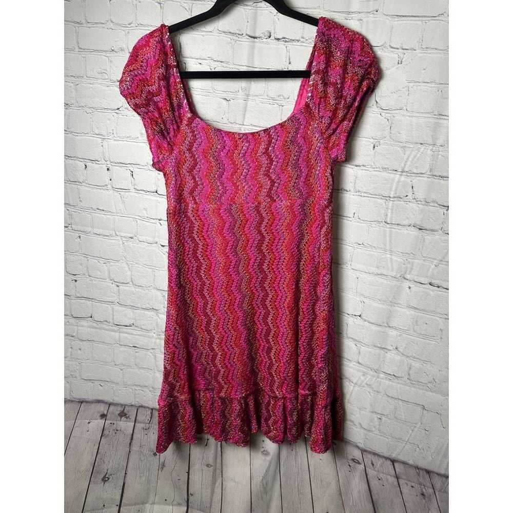 Betsey Johnson Vibrant Pink Chevron Knit Dress Sp… - image 5