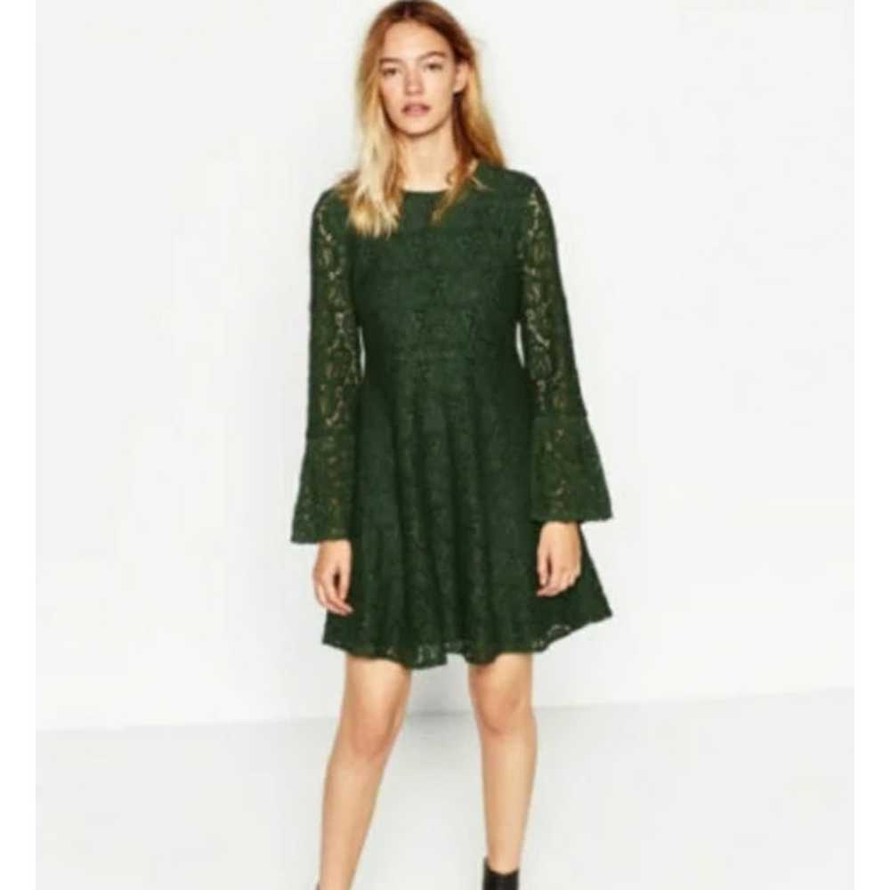 ZARA Emerald Green Lace Long Sleeve Bell Sleeve T… - image 10