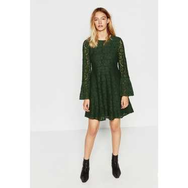 ZARA Emerald Green Lace Long Sleeve Bell Sleeve T… - image 1