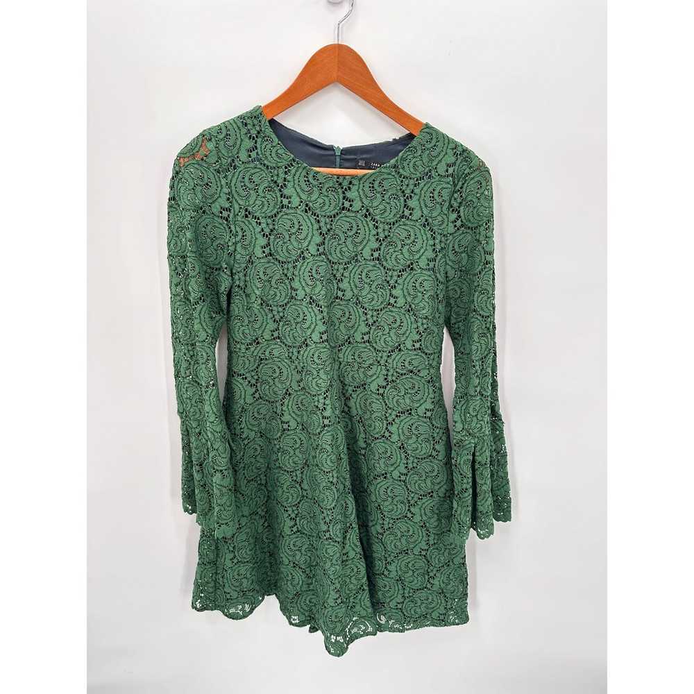 ZARA Emerald Green Lace Long Sleeve Bell Sleeve T… - image 2