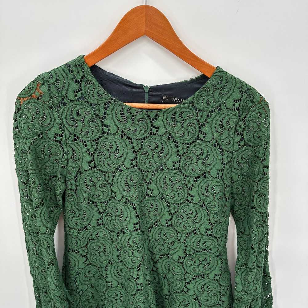 ZARA Emerald Green Lace Long Sleeve Bell Sleeve T… - image 3