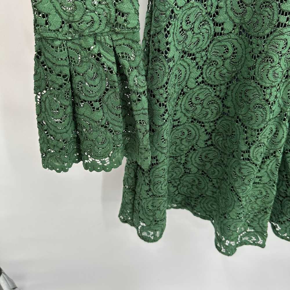 ZARA Emerald Green Lace Long Sleeve Bell Sleeve T… - image 6