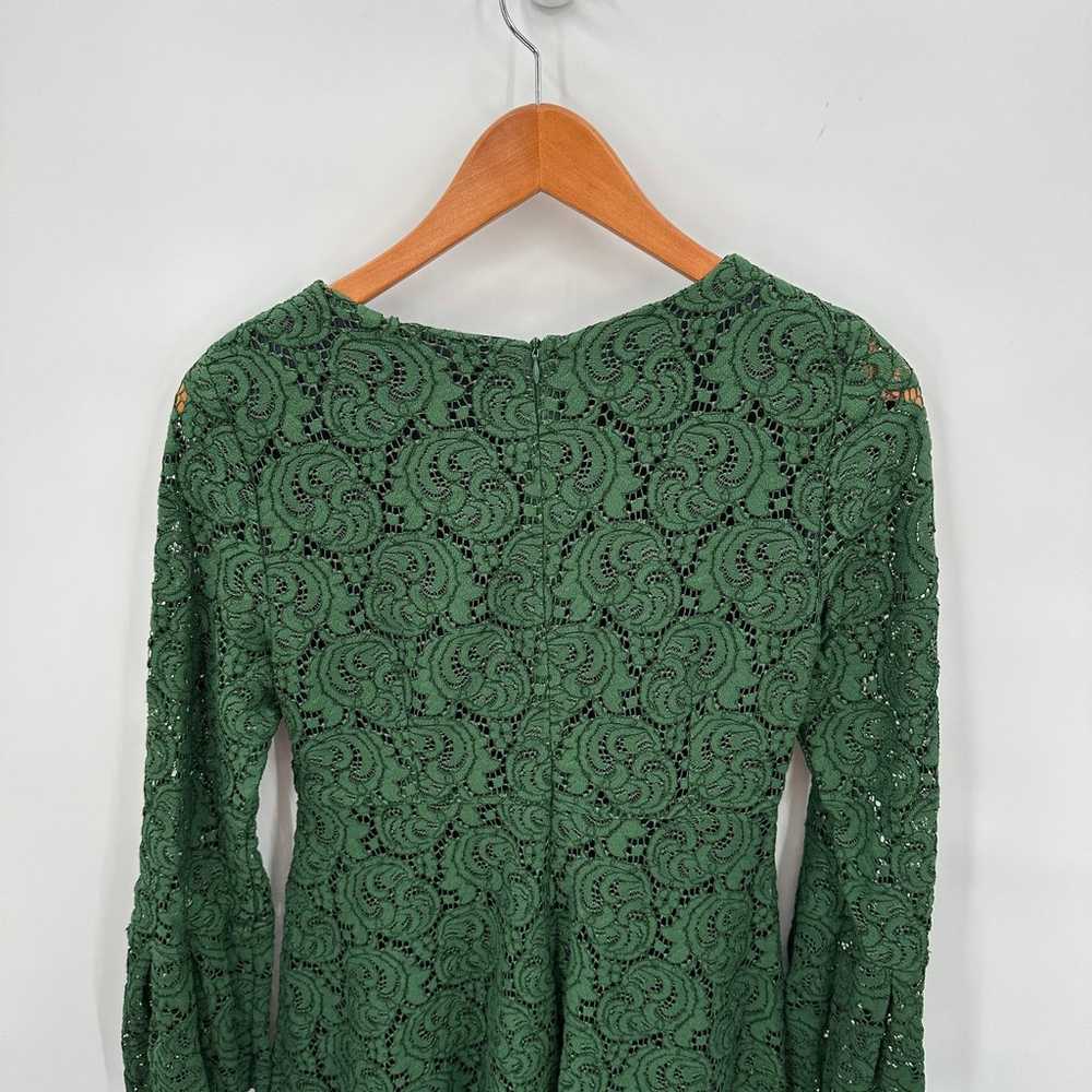 ZARA Emerald Green Lace Long Sleeve Bell Sleeve T… - image 8