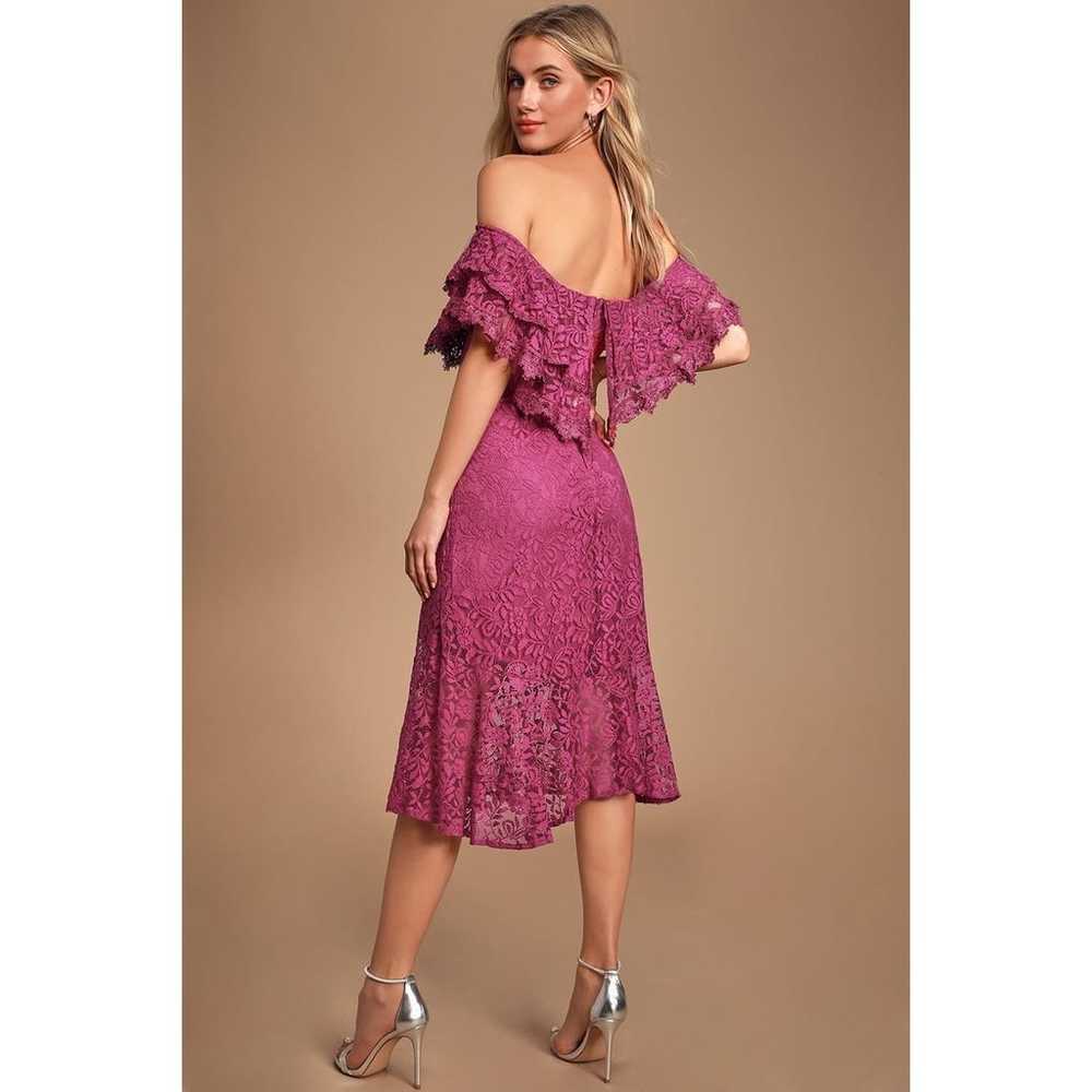 Lulus Jaclyn Magenta Lace Off Shoulder Midi Dress… - image 9