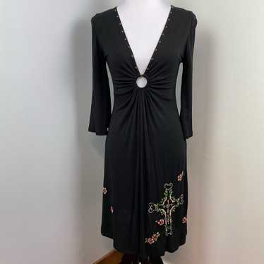 Soul Revival Black Embroidered Embellished Dress S