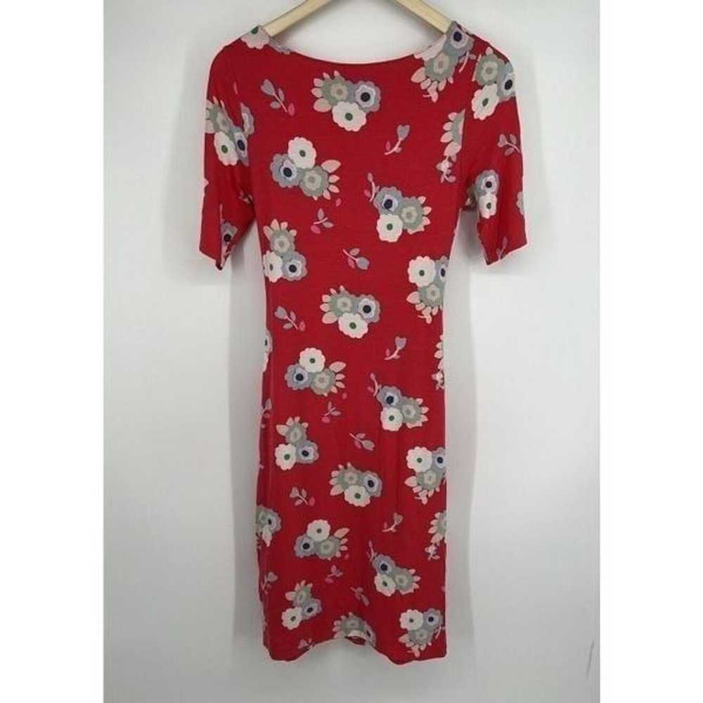 Boden Red Jersey Lined Floral Pencil Dress Short … - image 4