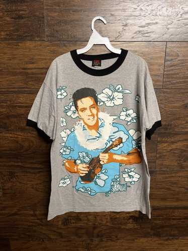 Designer VTG Elvis Presley Ringer Tee Hawaiian The