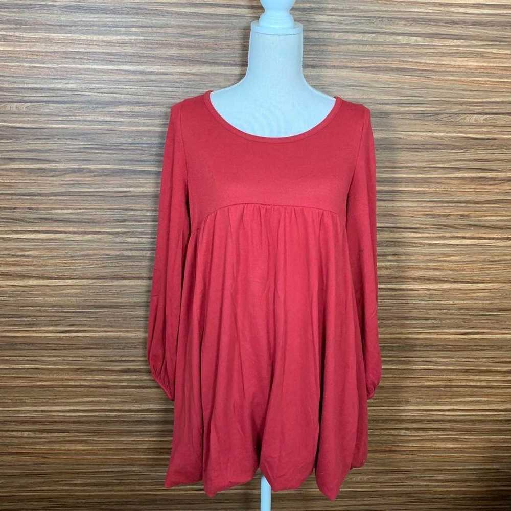 Jewel Emonee dress, size M, red, plain, long-slee… - image 1