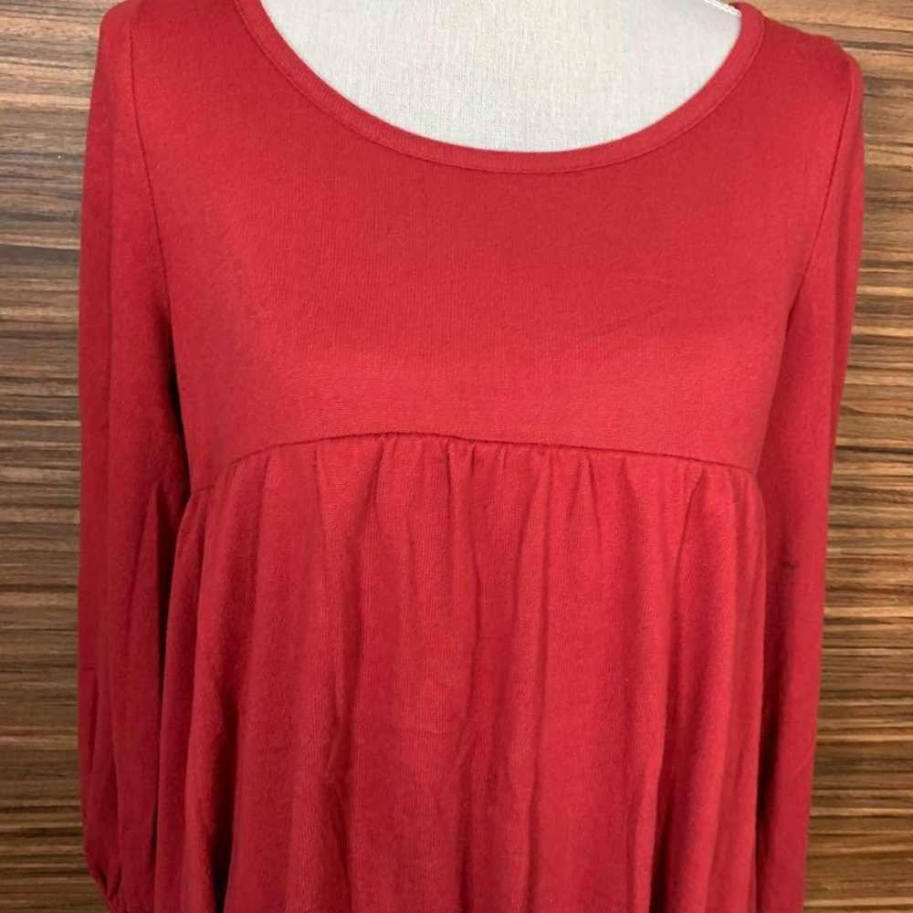 Jewel Emonee dress, size M, red, plain, long-slee… - image 5