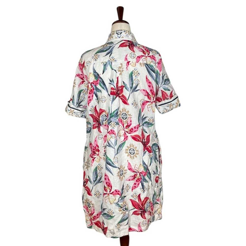 CHICO'S 100% Linen Floral Popover Shirt Dress    … - image 6