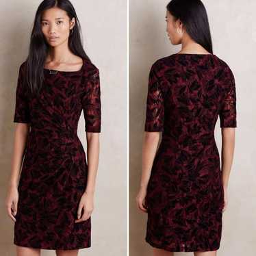 Anthropologie Maeve Elorn Burgundy Floral Black La