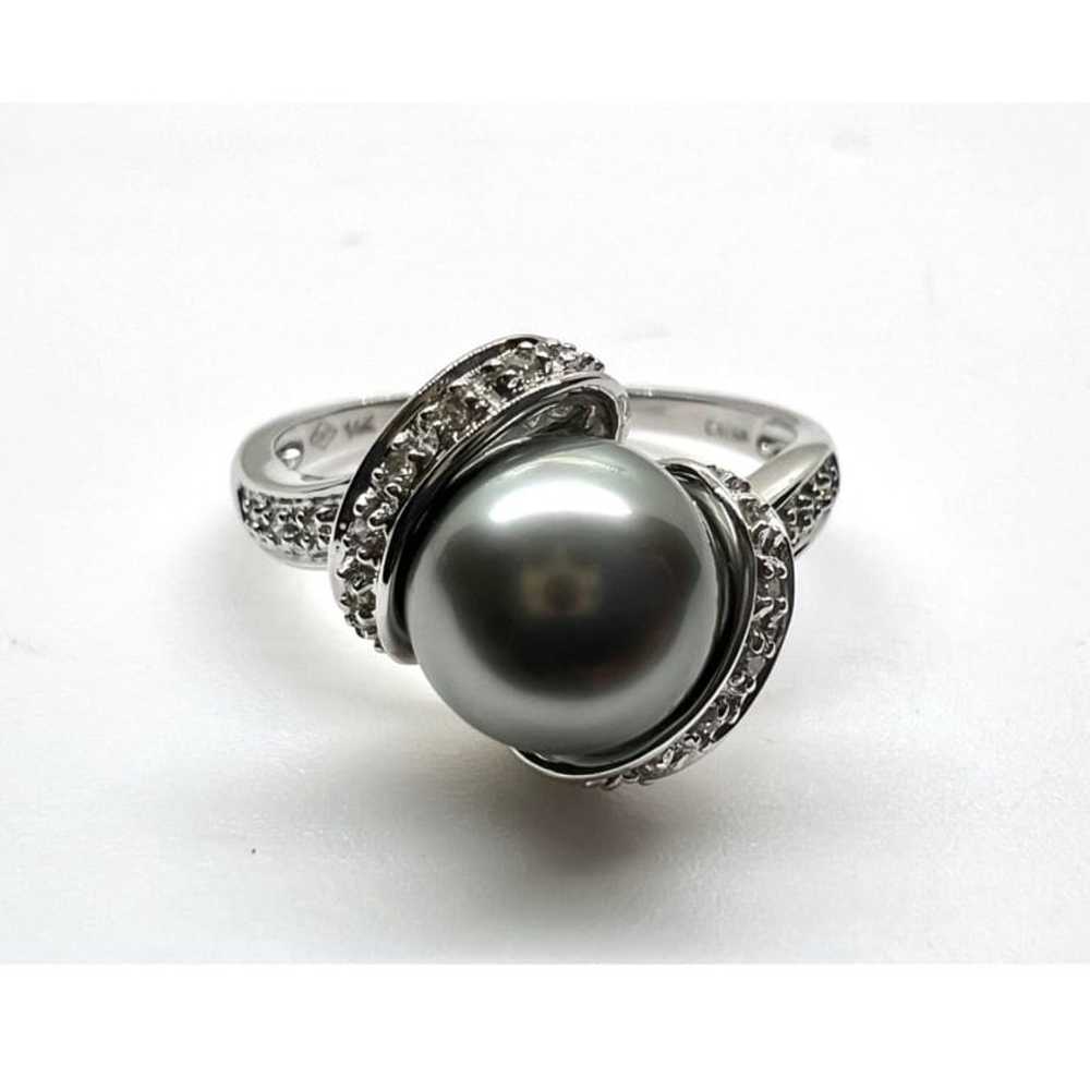 14K with diamond setting Tahitian pearl ring - image 2