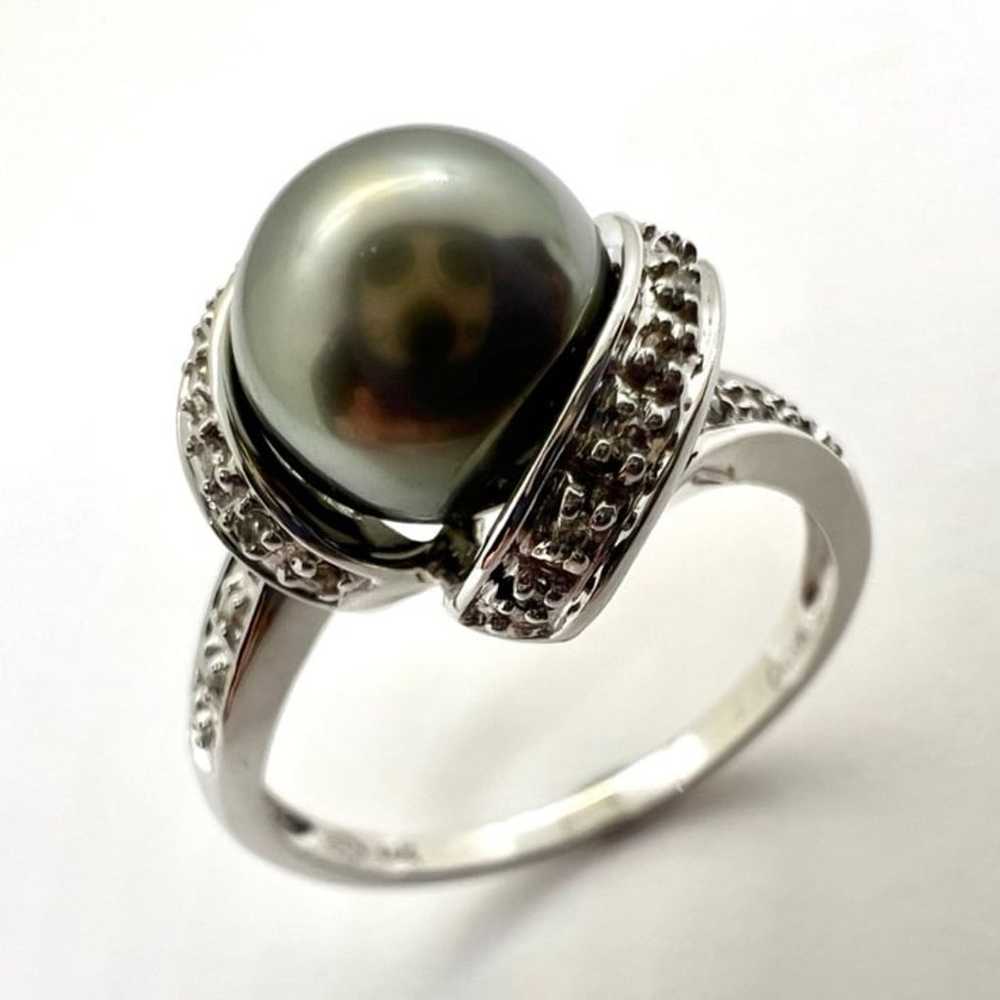 14K with diamond setting Tahitian pearl ring - image 3