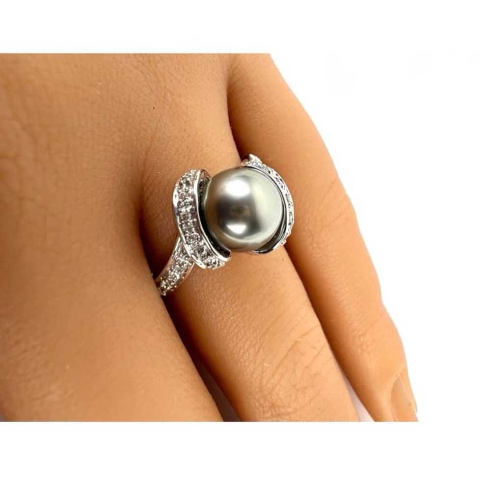 14K with diamond setting Tahitian pearl ring - image 5